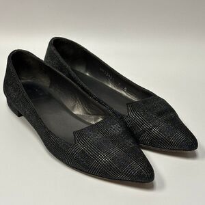 Stuart Weitzman Women's Rialto Plaid Pointed Toe Black Blue Loafer Flats Size 9